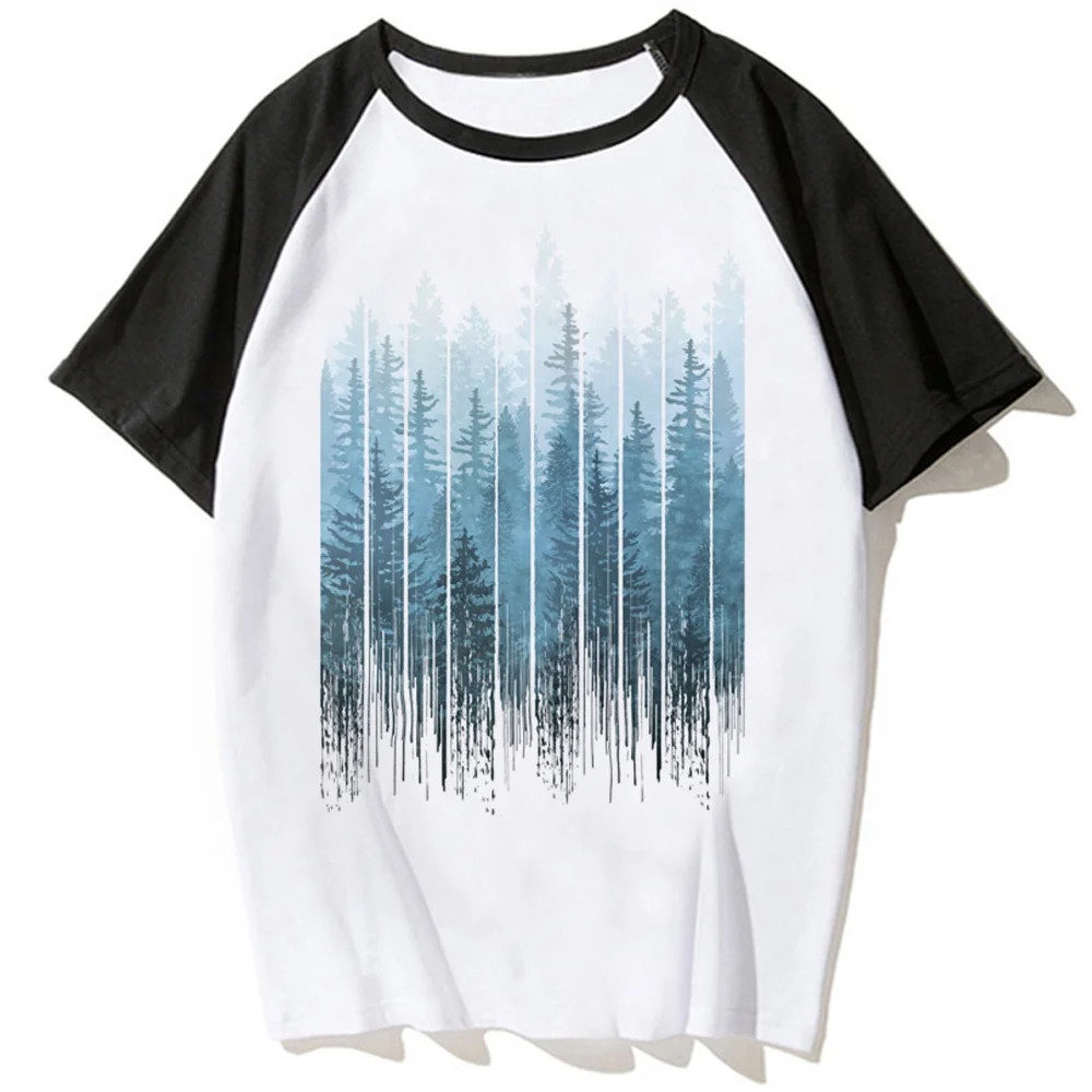 Grunge Dripping Turquoise Misty Forest t shirt women Y2K tshirt girl funny anime clothing