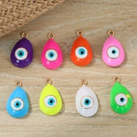 10pcslot colorful water drop eye enamel charms alloy pendant diy necklace bracelet for jewelry making accessories