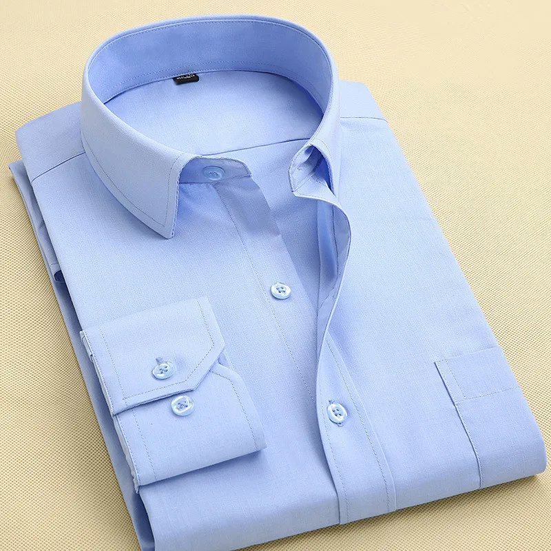 Long Sleeve Slim Men Dress Shirt 2017 Autumn New Fashion Designer High Quality Solid Male Clothing Fit Business Shirts 4XL M431