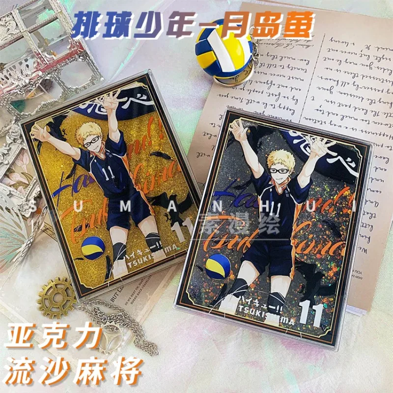 

Anime Haikyuu!! Cosplay Kei Tsukishima Cartoon Acrylic Flowing Quicksand Mahjong Ornament Standing Plate Decoration Collect Gift