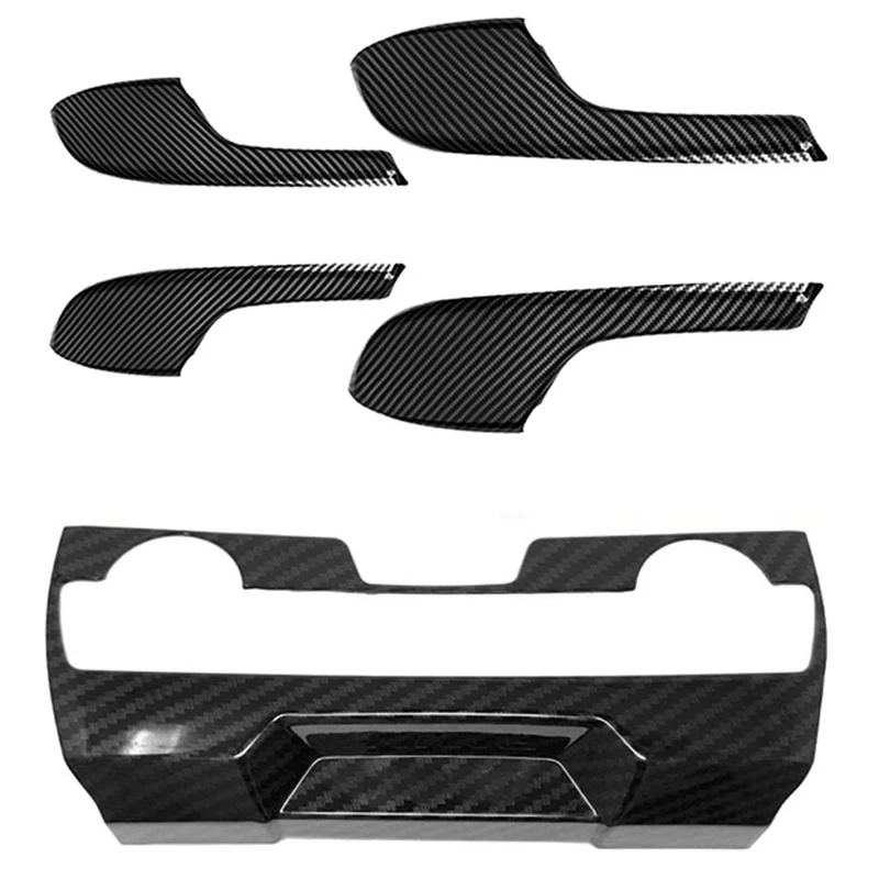 

2 Set Car Accessories: 1 Pcs Center Console Panel Trim & 1 Set Car Door Armrest Decor Cover Handle Cover