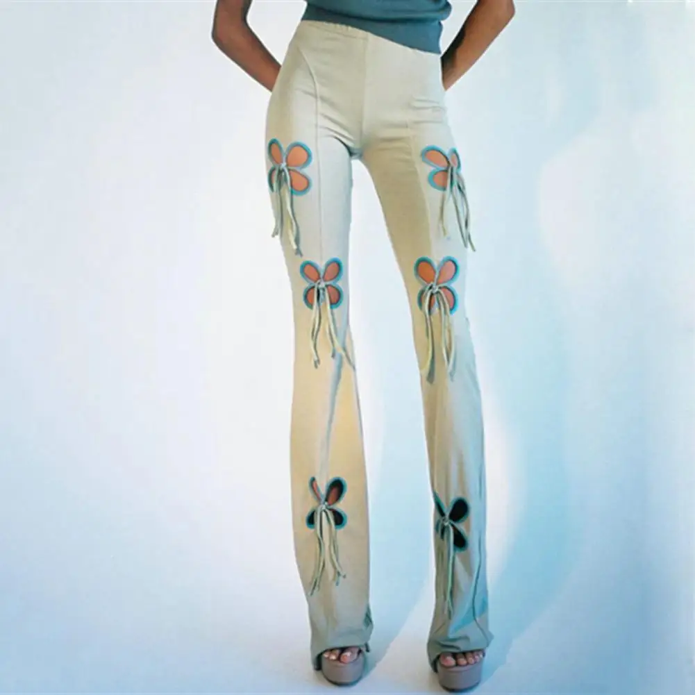 

Ажурные стильные осенние брюки с бабочками, женские брюки с вырезом, облегающие брюки для клуба