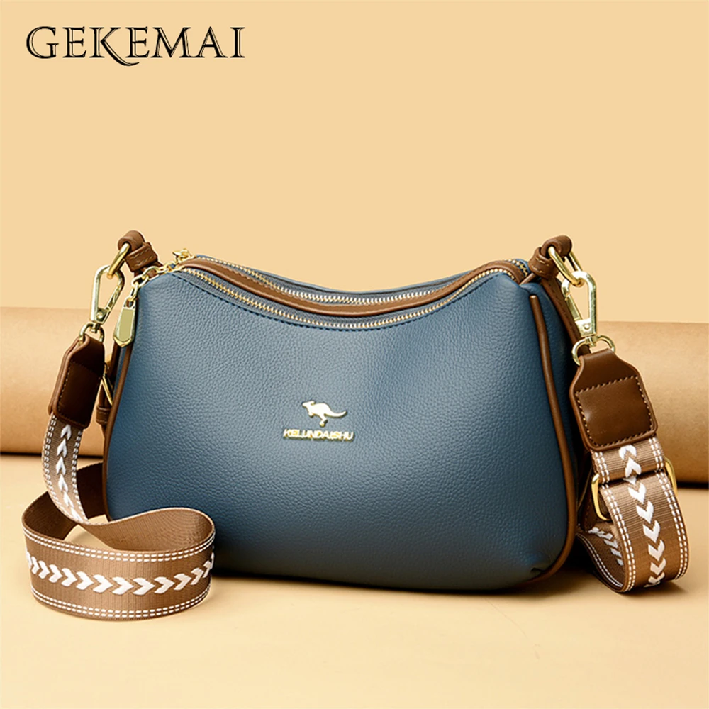 

Роскошная дизайнерская однотонная женская сумка через плечо, модная многофункциональная Высококачественная кожаная женская сумка-мессенджер, новая женская сумка