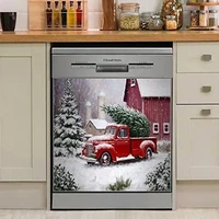 red truck magnet dishwasher cover kitchen decorchristmas tree fridge panel decalcountry house refrigerator magnetic sticker ho
