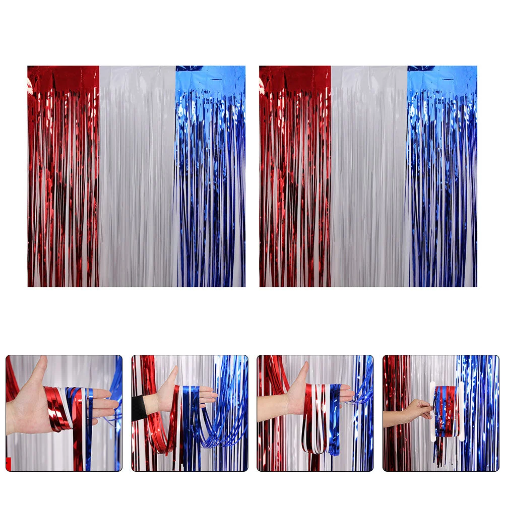 

3 Pcs Independence Day Rain Curtain Prom Decorations Scene Hanging Fringe Backdrop The Pet Creative Background