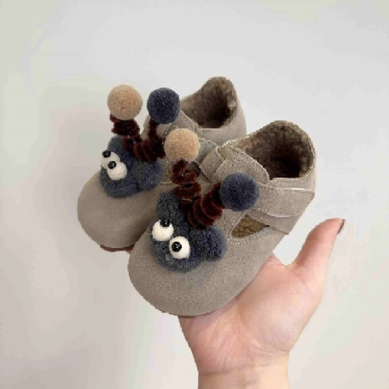 Детская зимняя обувь новинка 2024 с хлопковой подкладкой из овечьей шерсти модная