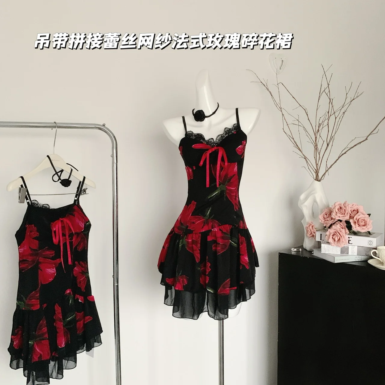 Женское платье-трапеция с коротким рукавом черное платье в готическом стиле