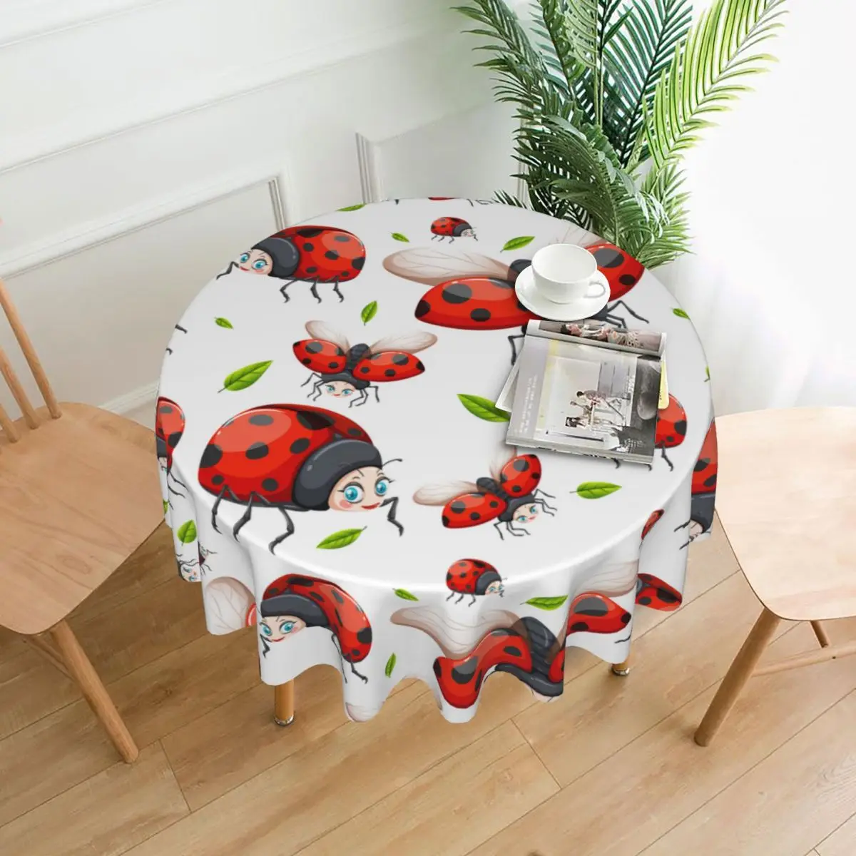 

Круглая скатерть с божьей коровкой, кухонная скатерть из полиэстера, декоративная элегантная тканевая скатерть для стола