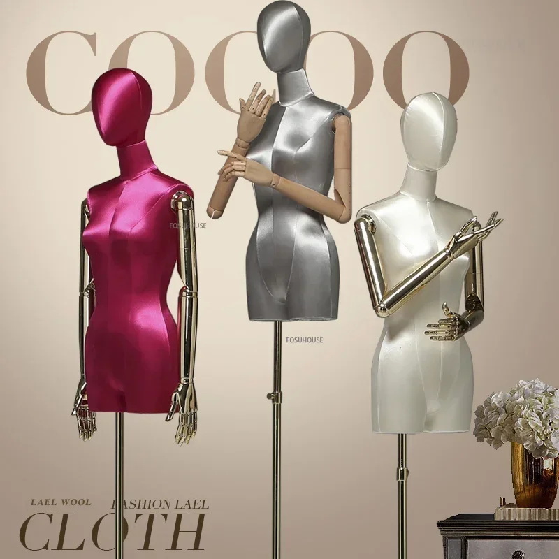 Легкий роскошный шелковый атласный швейный манекен женский с головой стойка для