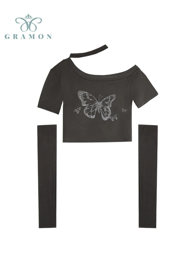 

Женская футболка с открытыми плечами, однотонная облегающая футболка со съемными рукавами и лямкой на шее, уличная одежда для осени