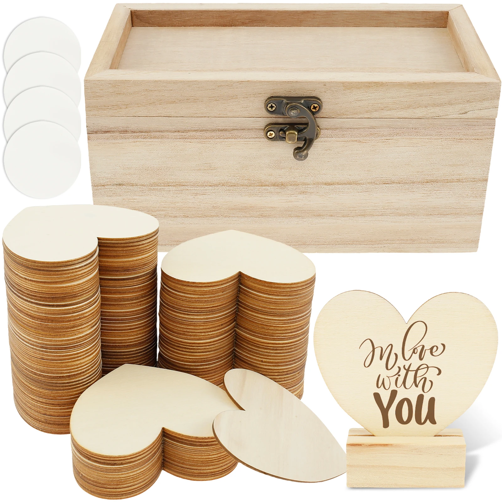 Декор Для Свадебной Гостевой Книги Деревянная Коробка С 100 Сердечками Подвесная