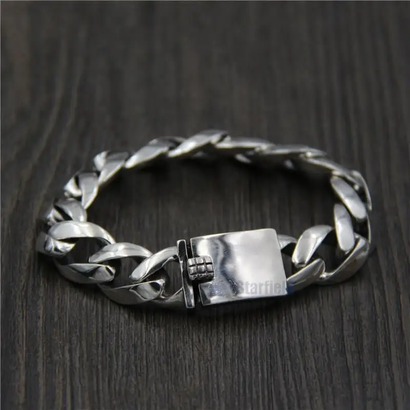 

Starfield S925 Sterling Silver Temperament Domineering Rough Personality men's Bracelet Thai Silver Side Chain Bracelet