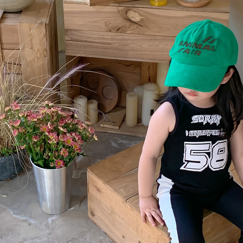 

Summer Girls Vest Baby Tops Kids Vest For Toddler Children Streetwear Clothes Fashion Letter Print Skinny Stretchable 2-6Y