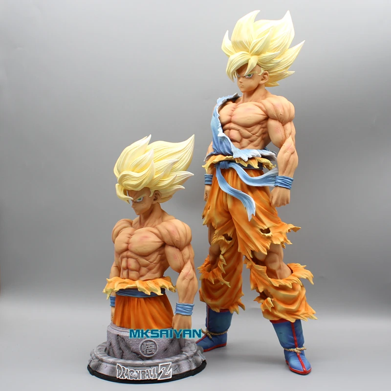 

43cm Anime Figure Dragon Ball Z Son Goku SSJ Super Saiyan GK Action Figures Two Heads Body Collector Namek PVC Toys for Children
