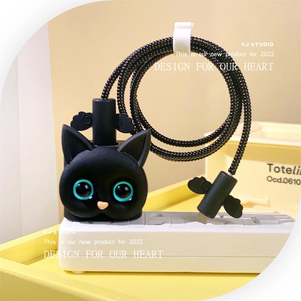 

Creative Cartoon Cute Cat Protective Case Suitable For IPhone 13 New Breathable Soft Rubber Data Cable Protective Case