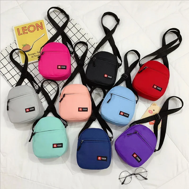 

Female Crossbody Bag I Fashion Solid Color Zipper Mini Canvas Bag Vertical Square Messenger Waist Bags For Women