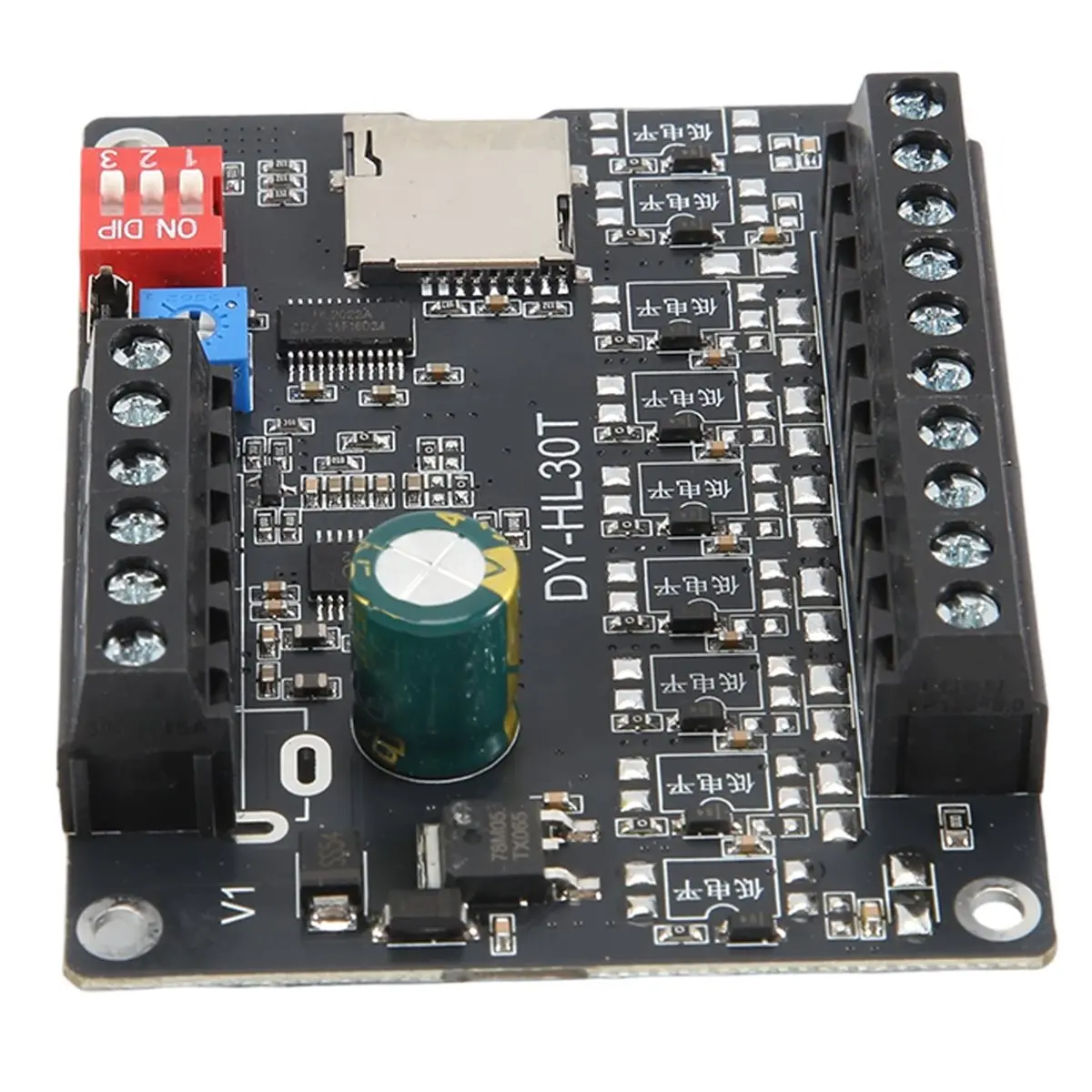 【B63C】 Модуль воспроизведения голоса и MP3 30 Вт DY-L30T, плата усилителя мощности для музыкального плеера с 9 триггерами, поддержка TF-карт до 32 ГБ, WAV, DC 12В 24В, MP3 A (art.: 3920dc95226c8) - 3920dc95226c8