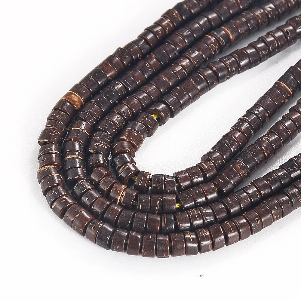 

1 String 4MM 330PC Geometry Cylinder Round Coconut Shell Coir Wood Holes Flatback Spacer Bead Prayer Rosary Jewelry Making Parts