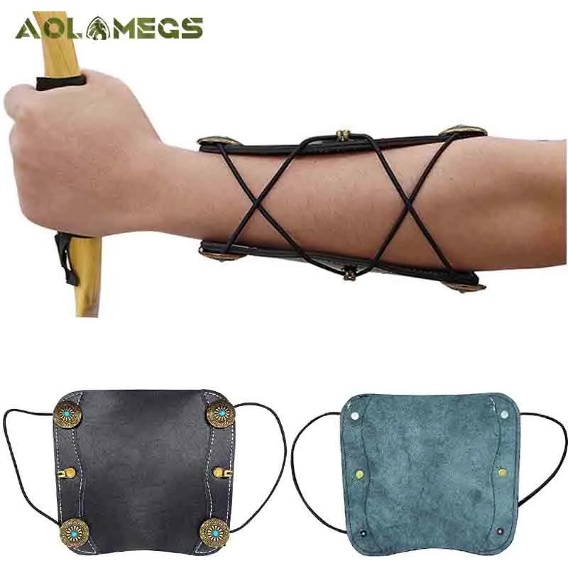 

Adjustable Cowhide Arm Restraint Protector Guard Pull Bow Arm Shooting Hunting Archery Sport Protective Accessories Armguards