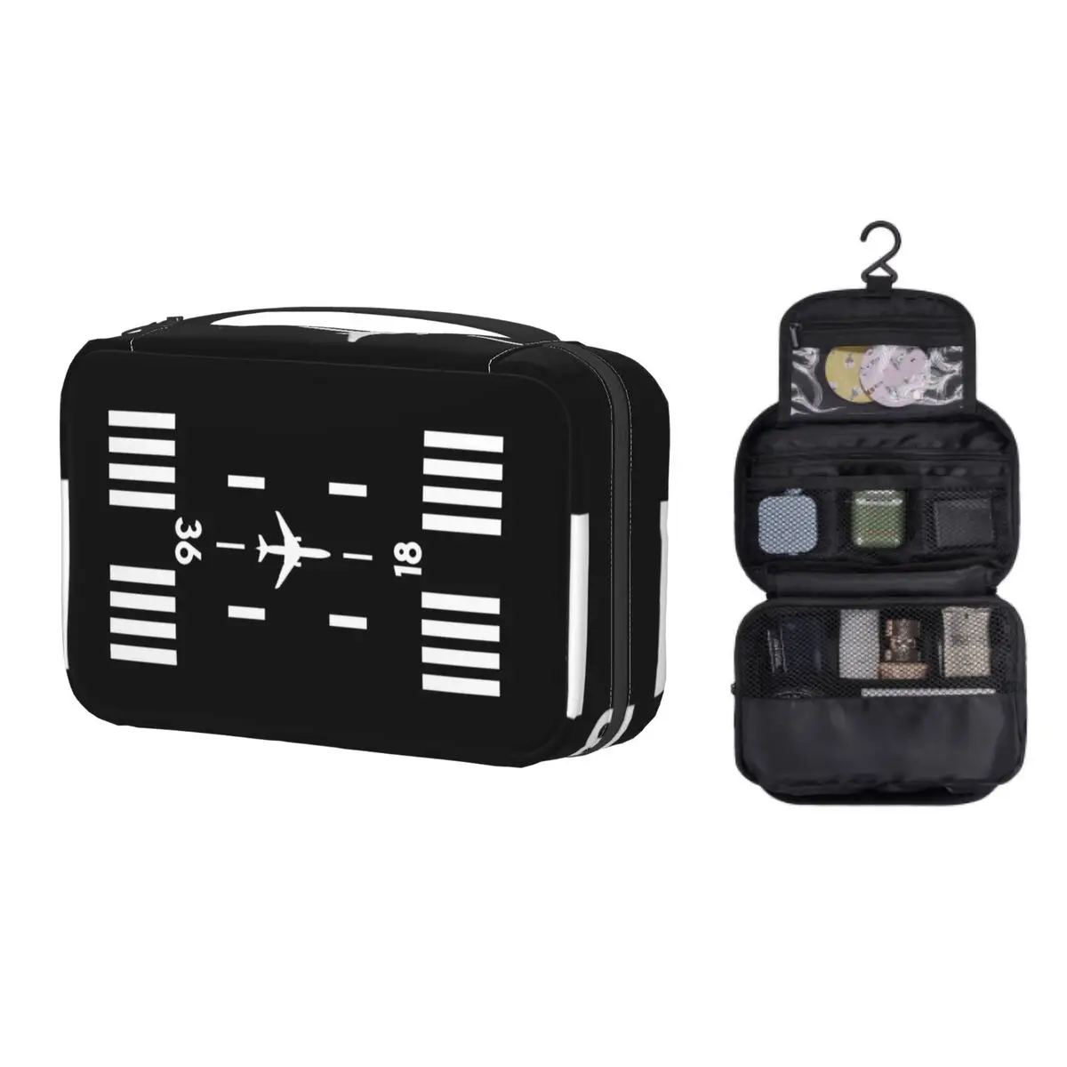 

Airport Runway Traffic Controller Toiletry Bag Portable Aviation Airplane Pilot Aviator Makeup Cosmetic Storage Dopp Kit Case