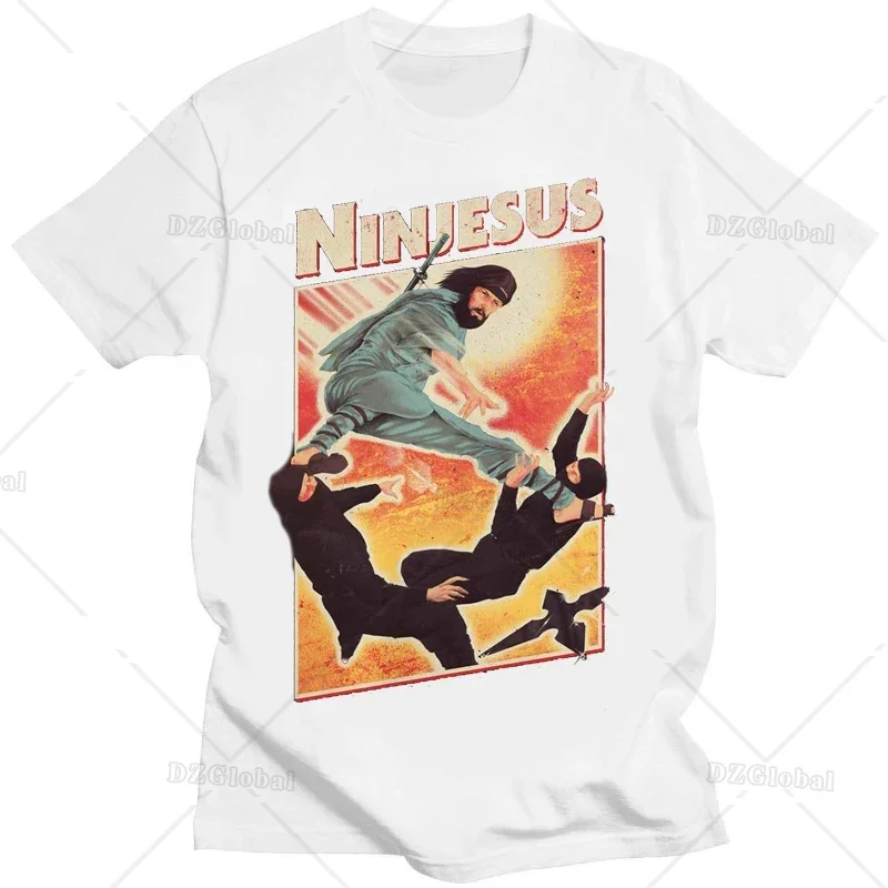 Забавные футболки с изображением Иисуса ининдзюса кунг-фу повседневная короткая