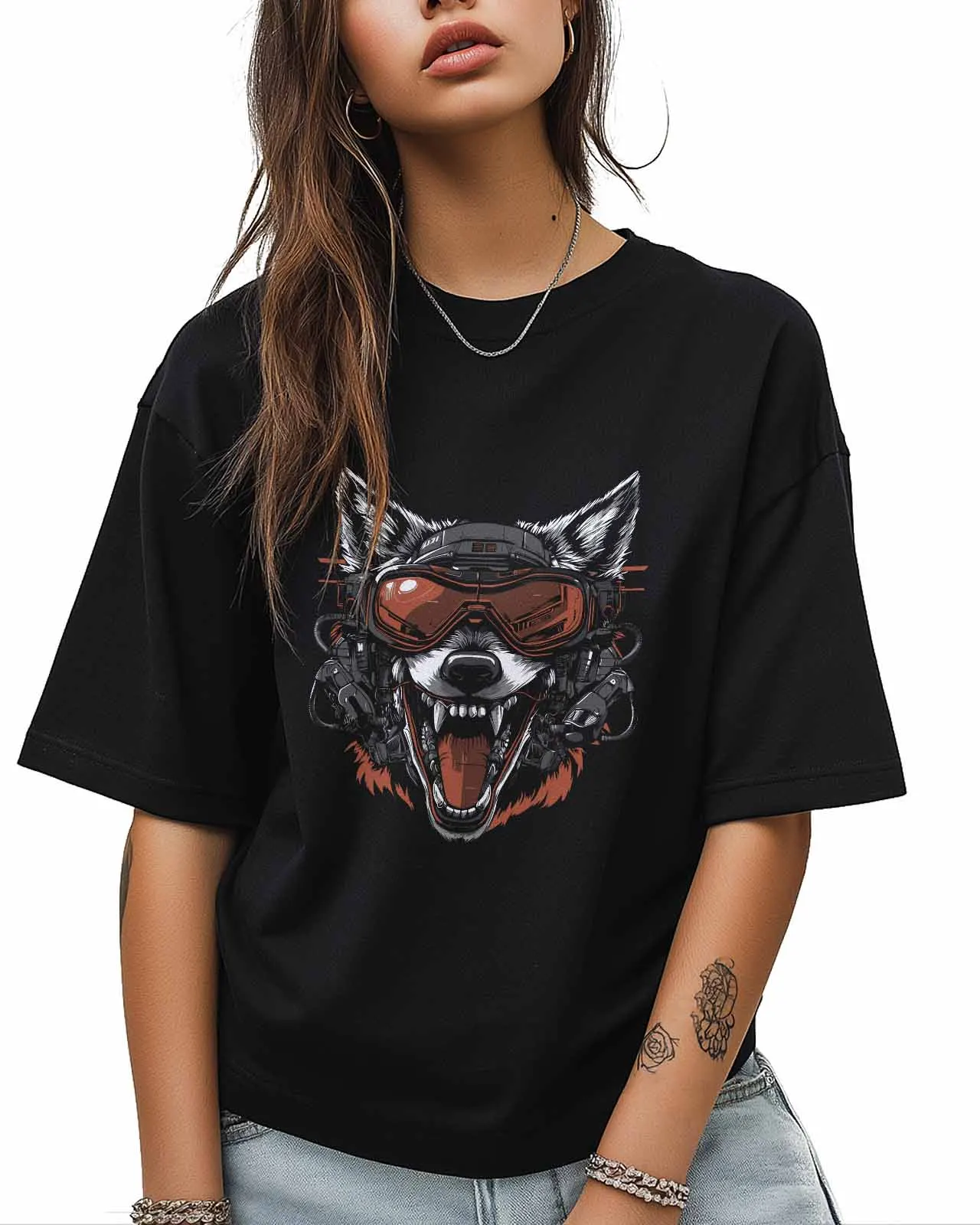 Футболка с рисунком граффити и уличными вовками подарок для влюбленных