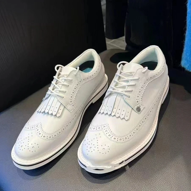 2023 Men's Sneakers Golf Shoes Korean Brand Leather Comfortable Non-slip Waterproof Fashion Outdoor Sports Casual White Sneakers