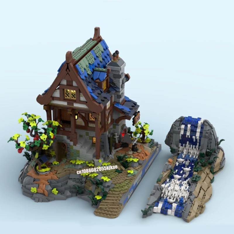 2894 шт. модульная модель ковальника в европейском средневековом стиле с видом на