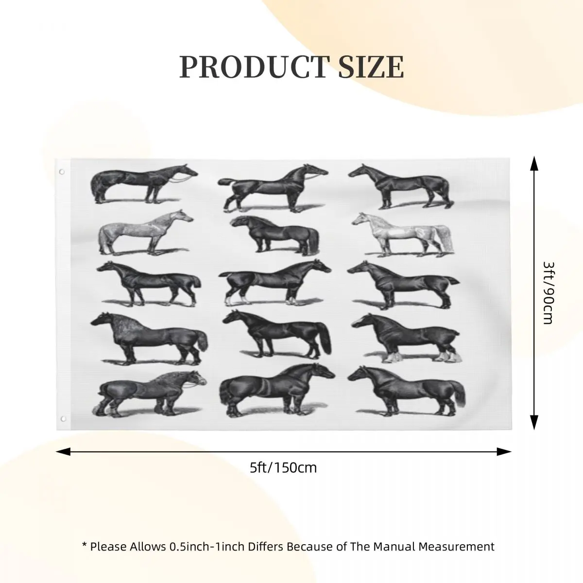 

Horse Chart Madame Memento Transparent Duplex Print One Flag For Decoration