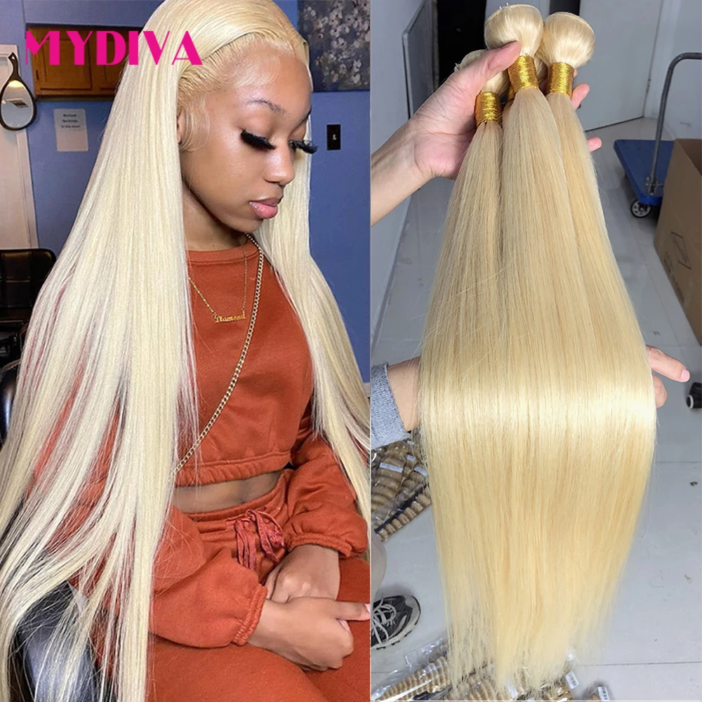 

30 32 34 36 38 40 Inch 613 Blonde Straight Bundles Brazilian Hair Weave Bundles 1 3 4 Remy Human Hair Extensions Bundle Deals