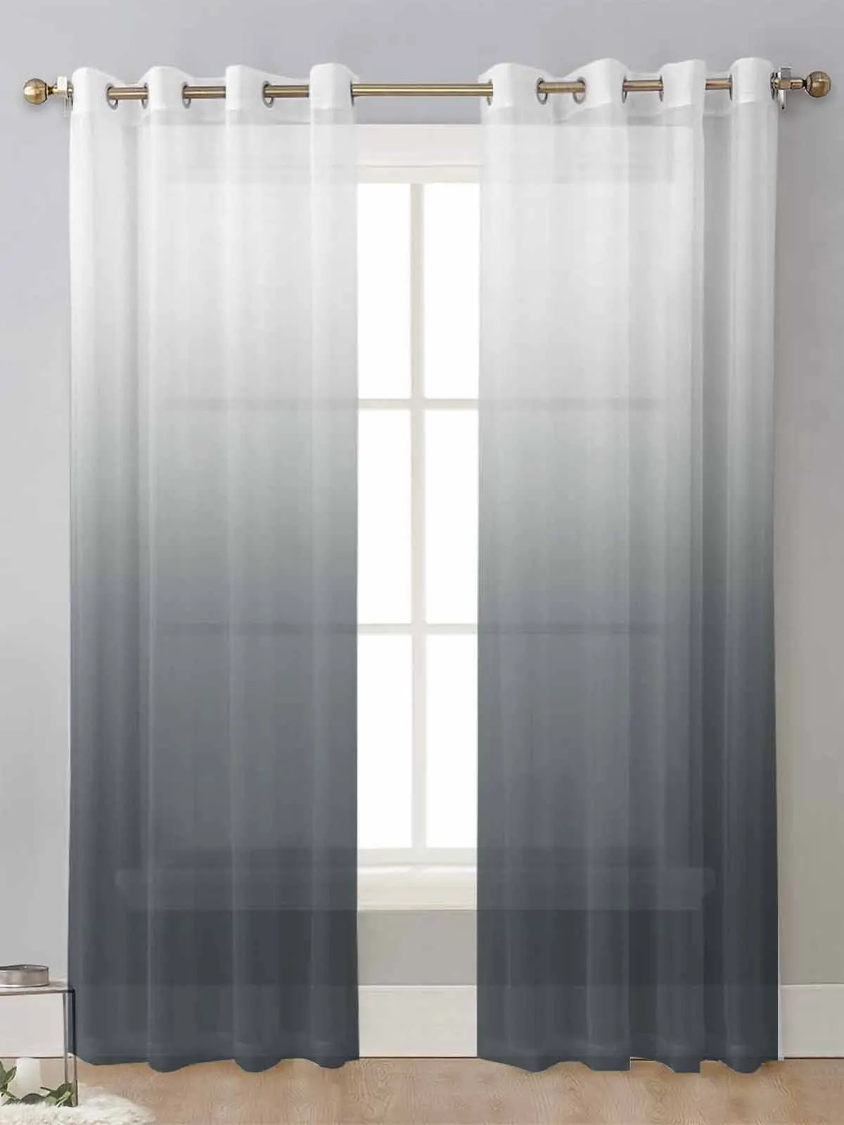 

Gray Gradient Ombre Sheer Curtains For Living Room Window Screening Transparent Voile Tulle Curtain Cortinas Drapes Home Decor