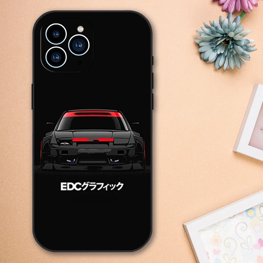 Автомобильный чехол J-JDM Type R Civic Sport для iPhone 12 11 13 14 15 16 Max Pro Plus черный мягкий