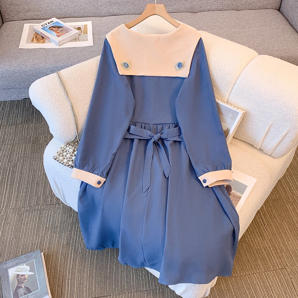 Женское весенне-осеннее новое повседневное свободное платье больших размеров с