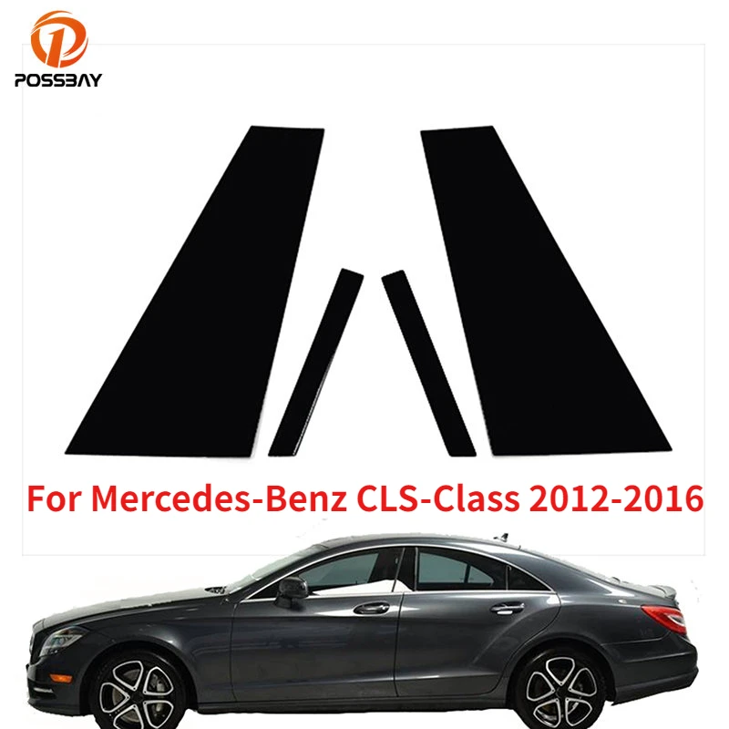 

4Pcs Car Door Window Pillar Posts Trim Covers Sticker Glossy Black for Mercedes-Benz CLS-Class 2012 2013 2014 2015 2016