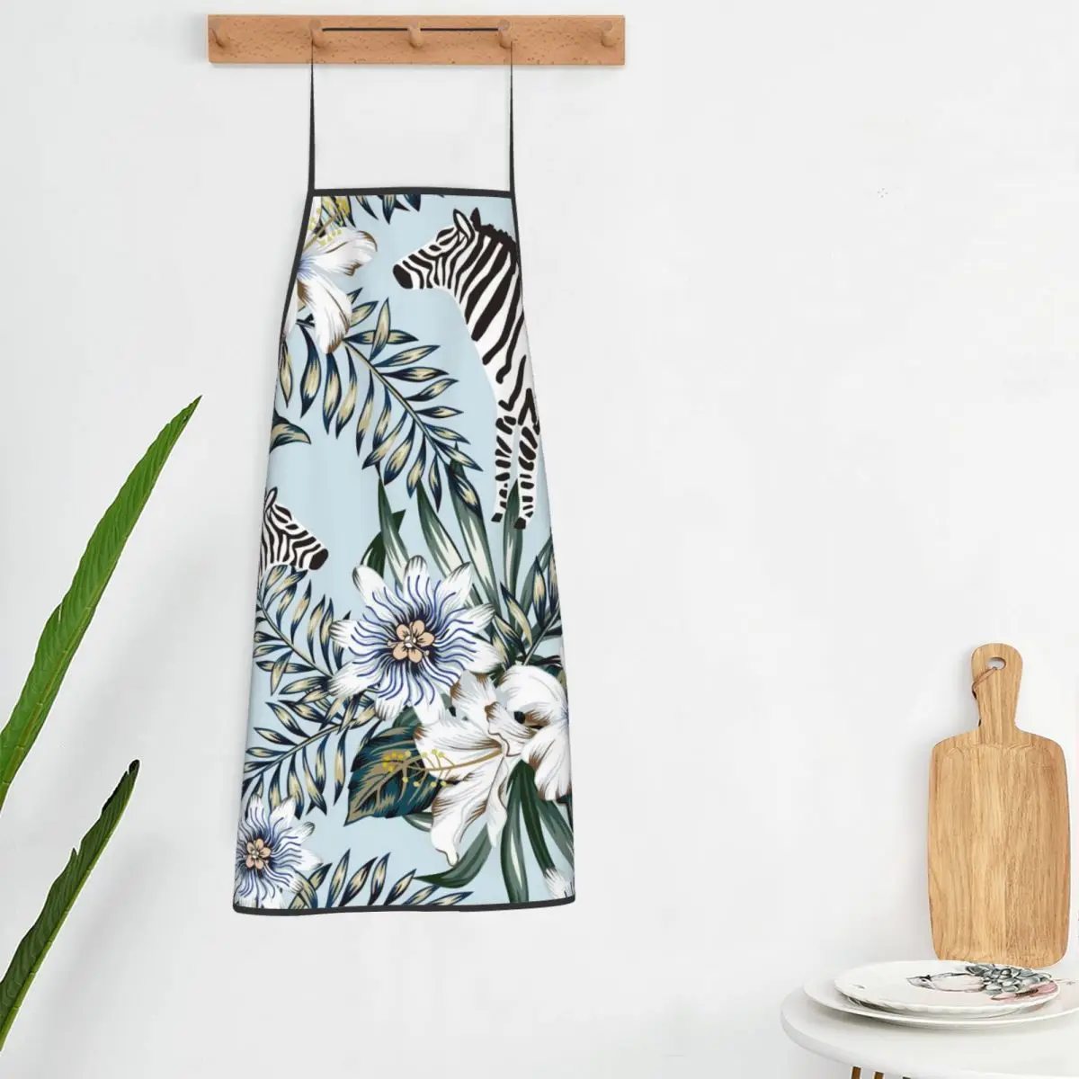 

Palm Leaves Apron Zebra And Floral Print Cleaning Barber Kitchen Accessories Home Fashionable Aprons without Pocket