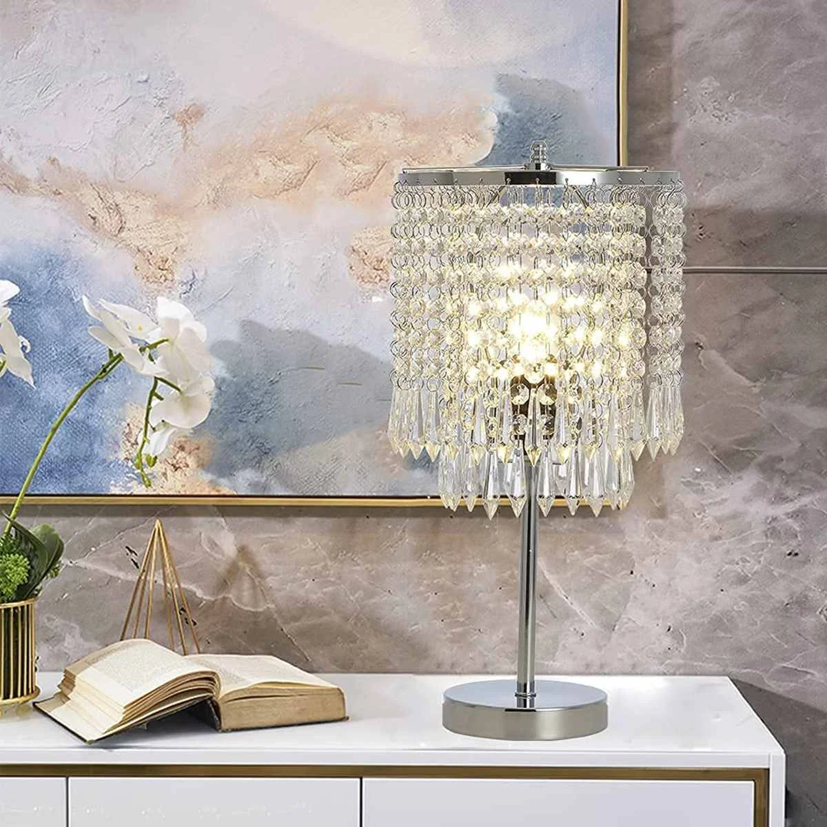 

Хрустальная акриловая настольная лампа K9, элегантная прикроватная лампа, светодиодная настольная лампа для журнального столика, декоративсветильник светильники для гостиной и дома