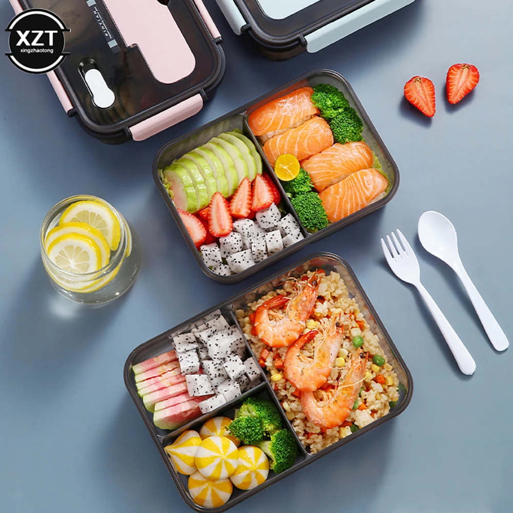 

New 1Pcs Portable Lunch Box Student Travel Microwave Heating Food Container Plastic Bento Box Lunch Bag For Women Kids