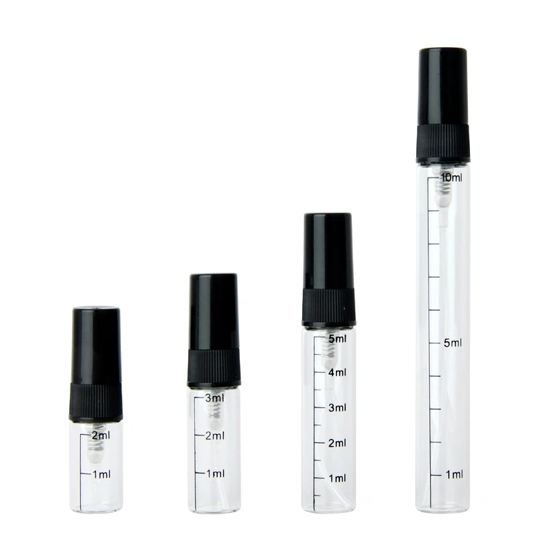 

5pcs Refillable Bottles With Scale Transparent Mini Portable Perfume Separate Bottling Sample Test Tube Empty Bottle 2/3/5/10ml