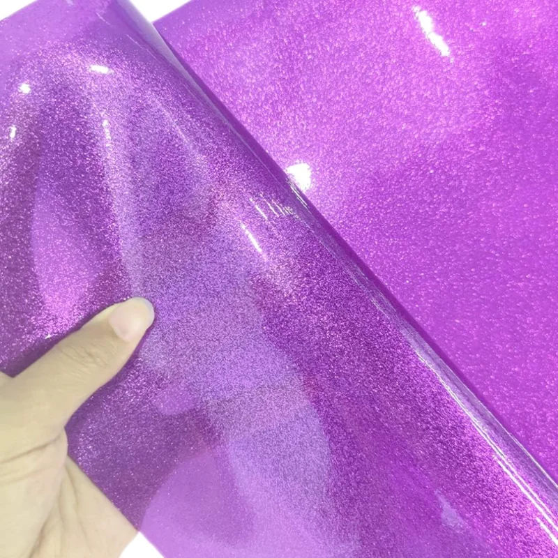 

46x135cm Fine Transparent Vinyl Purple PVC Faux Leather Sheets 1 Roll PVC Fabric for Making Crafts Earrings Bows Handbag