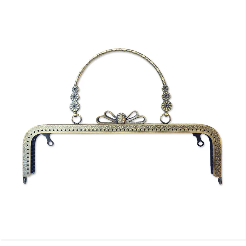 10pcs 20cm Bag Accessories Metal Purse Frame Handle DIY Kiss Clasp Lock for Women Clutch Handbag Hardware Antique Diamond Handle