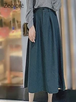 zeolore elegant slim skirts woman fashion high waisted a line pleated long skirt vintage harajuku black maxi skirt qt1289