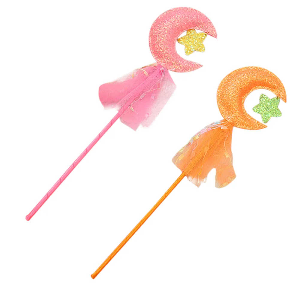 

2Pcs Fairy Wand Creative Girl Glitter Wand Moon Star Wand Performance Fairy Wand Glitter Fairy Wand