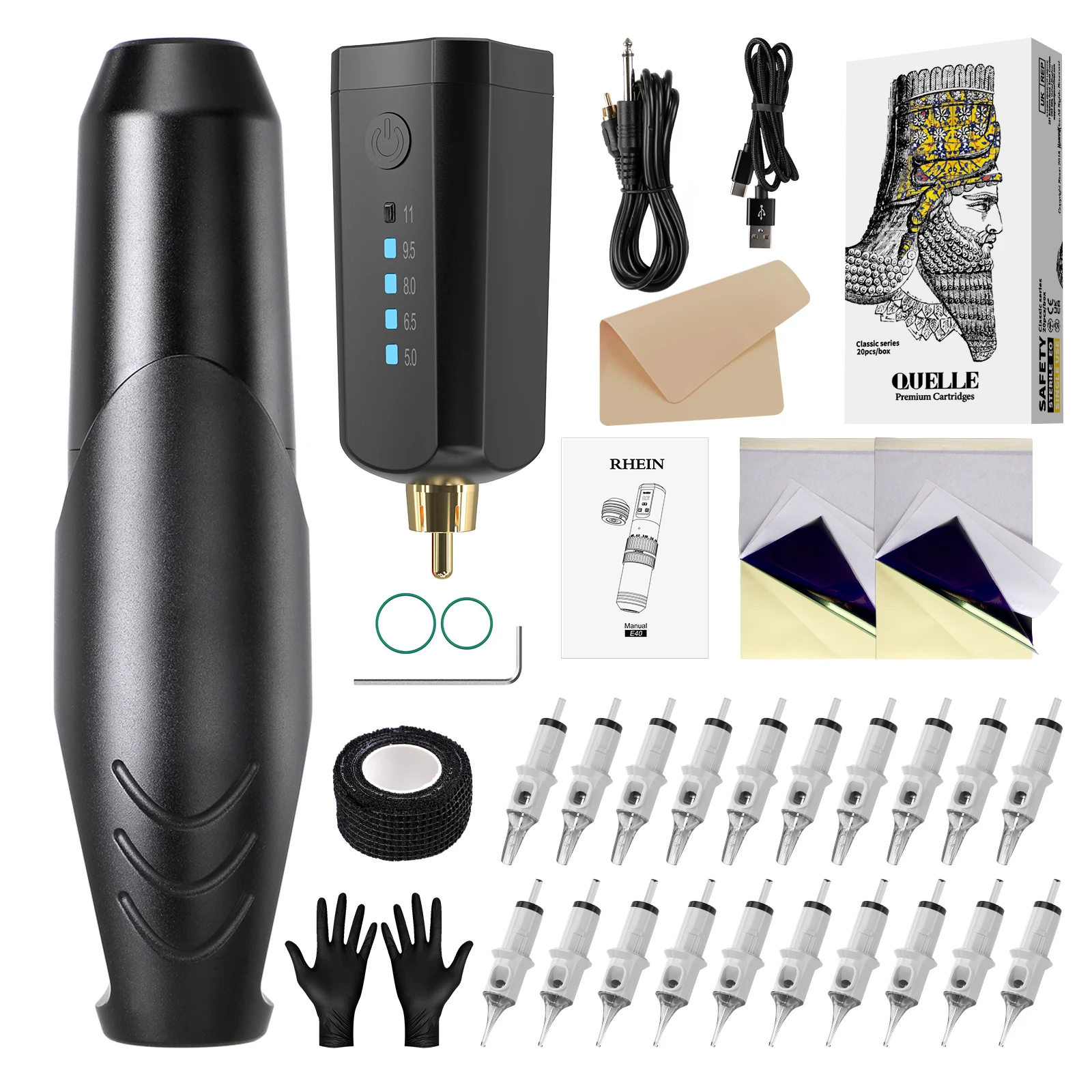 Тату-машинка для перманентного макияжа с картриджами и блоком питания