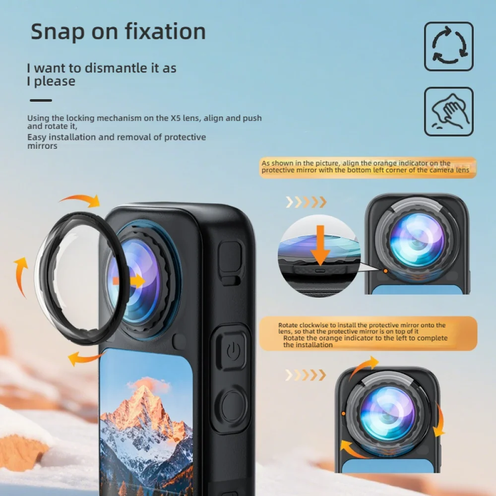 Фото Защитный чехол для объектива Insta360 X6, защитное покрытие из оптического стекла, антибликовое, антицарапинное, для объектива экшн-камеры X6. №4