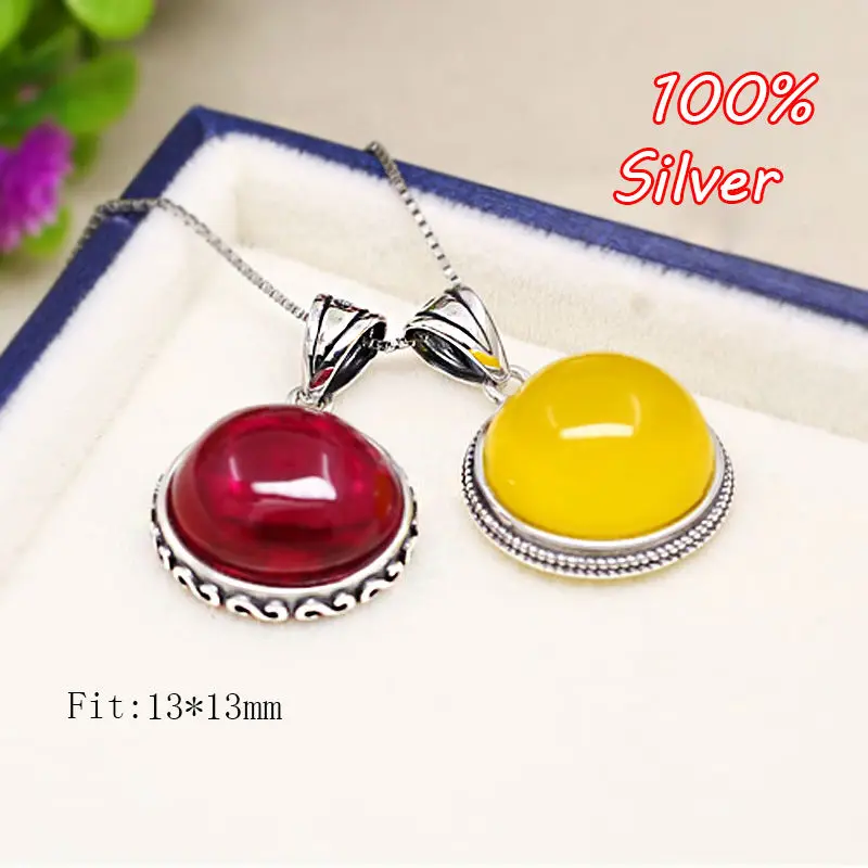 

100% Sterling-Silver Color Jewelry Classic Pendents Blank Fit 13mm Round Shape Base Tray for Diy Jewelry Pendent Antique Silver