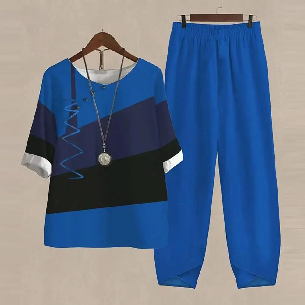 

1 Set Home Casual Suit Breathable Female Outfit Elastic Waistband Spring Summer Casual Two Pieces Set Dress Up
