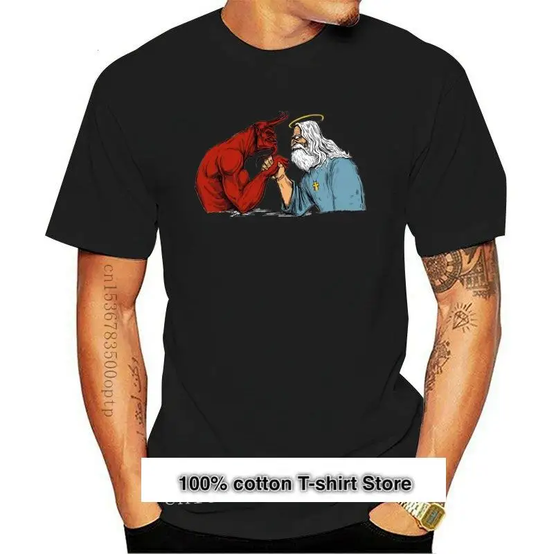 

Camiseta de Satán Vs God War Unisex, camisa con estampado personalizado de Satán y Dios, guerra de brazos y lucha libre, nueva