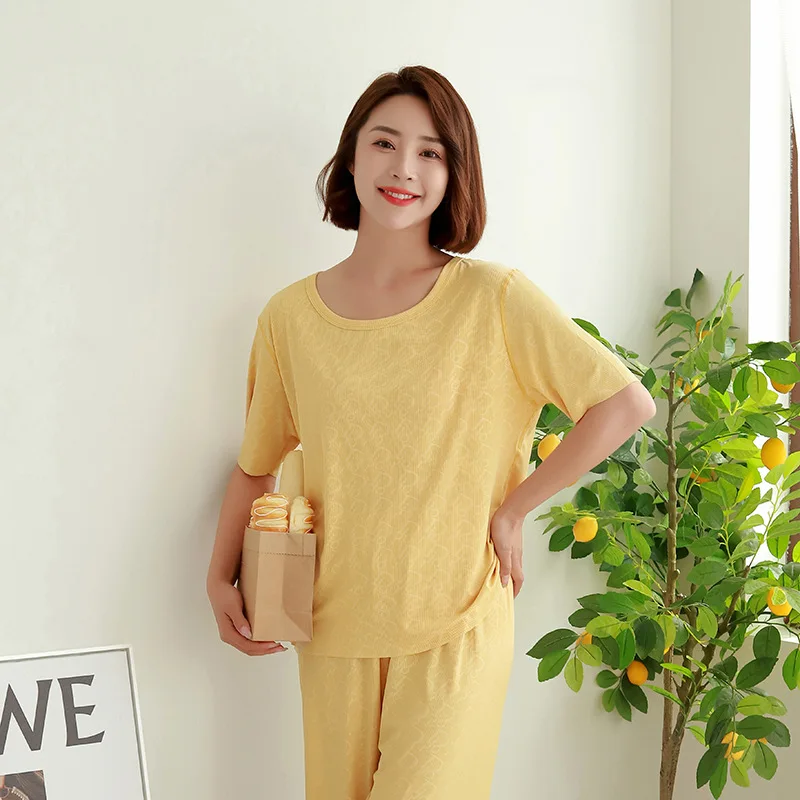 Summer Pajama Female Thin Pajama Sets Short -sleeved Trousers Night Clothes Soft Cool Pajamas for Women Pijama Mujer Loungewear