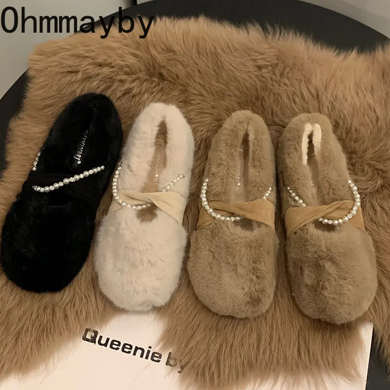 

Лоферы женские на меху, удобная Уличная обувь на мягкой подошве, туфли на плоской подошве, без застежки, элегантные, 2023