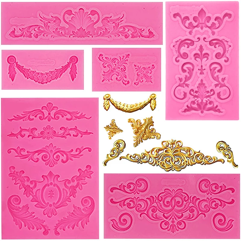 Рельефная кружевная силиконовая форма в стиле барокко для 3D гравировки